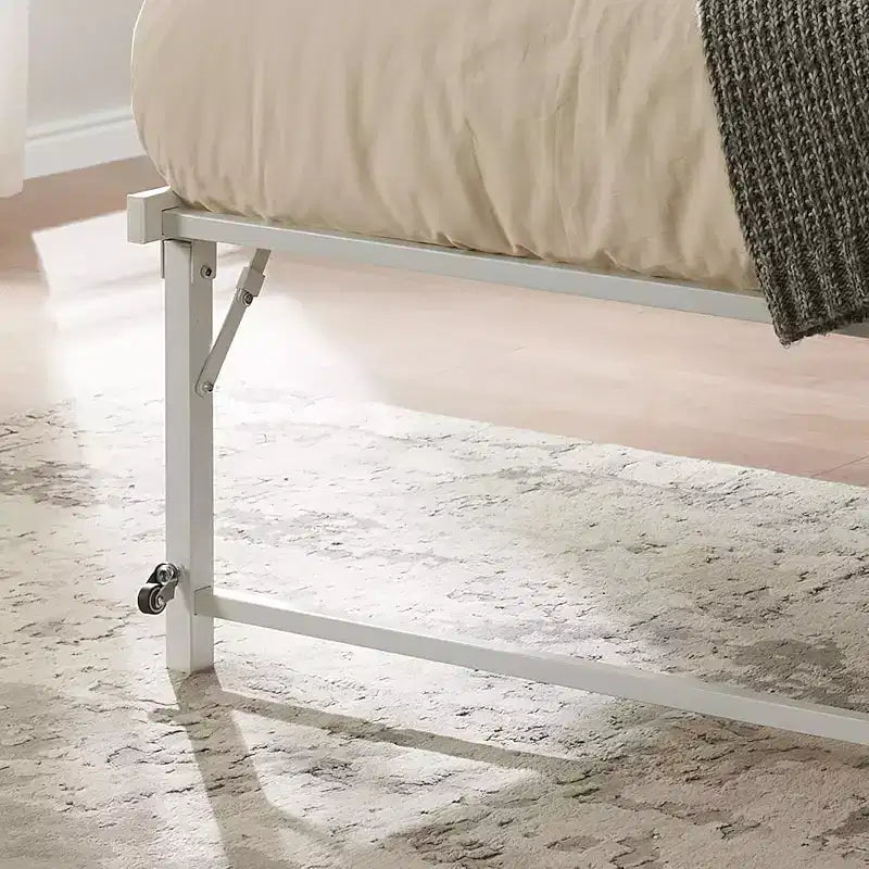 Cadre de lit de repos gigogne en métal double avec roulettes – Solution robuste, élégante et peu encombrante