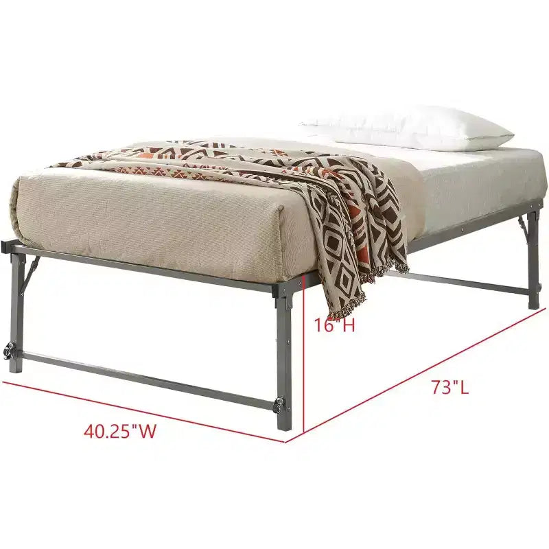 Cadre de lit de repos gigogne en métal double avec roulettes – Solution robuste, élégante et peu encombrante