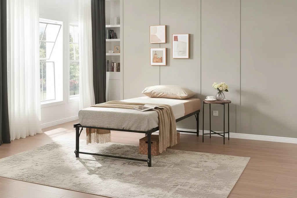 Kings Brand Furniture Twin Size Metal Pop up Trundle Day Bed Frame with Wheels- Sturdy and Elegant Space-Saving Solution
