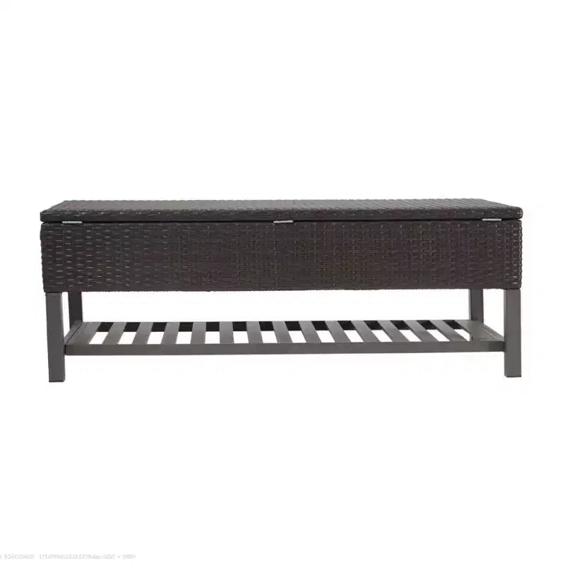 Brown Multi Rattan Storage Bench, Spacious, for Entryway & Patio