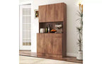 Meuble de rangement 6 portes, armoire et meuble de cuisine de 1,80 m de haut avec tiroir et étagère ouverte, meuble de cuisine et armoire de chambre en MDF