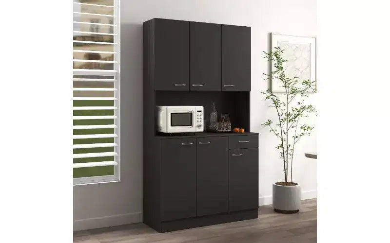 6-Door Storage Cabinet, 70.87 Tall Wardrobe & Kitchen Cabinet with Drawer & Open Shelf, MDF Kitchen Pantry Cabinet & Bedroom Hutch