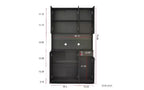 Meuble de rangement 6 portes, armoire et meuble de cuisine de 1,80 m de haut avec tiroir et étagère ouverte, meuble de cuisine et armoire de chambre en MDF