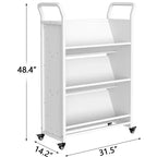 Chariot à livres roulant robuste en V simple face avec roues verrouillables pour le bureau, l'école et la maison
