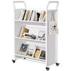 Chariot à livres roulant robuste en V simple face avec roues verrouillables pour le bureau, l'école et la maison