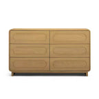 Commode moderne en bois à 6 tiroirs, meuble de rangement avec tiroirs à ouverture-pression
