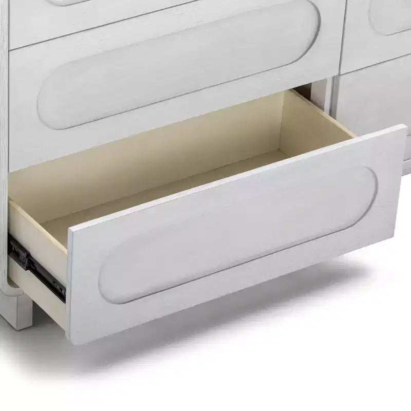 Commode moderne en bois à 6 tiroirs, meuble de rangement avec tiroirs à ouverture-pression