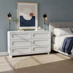 Commode moderne en bois à 6 tiroirs, meuble de rangement avec tiroirs à ouverture-pression
