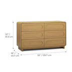 Commode moderne en bois à 6 tiroirs, meuble de rangement avec tiroirs à ouverture-pression