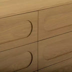 Commode moderne en bois à 6 tiroirs, meuble de rangement avec tiroirs à ouverture-pression