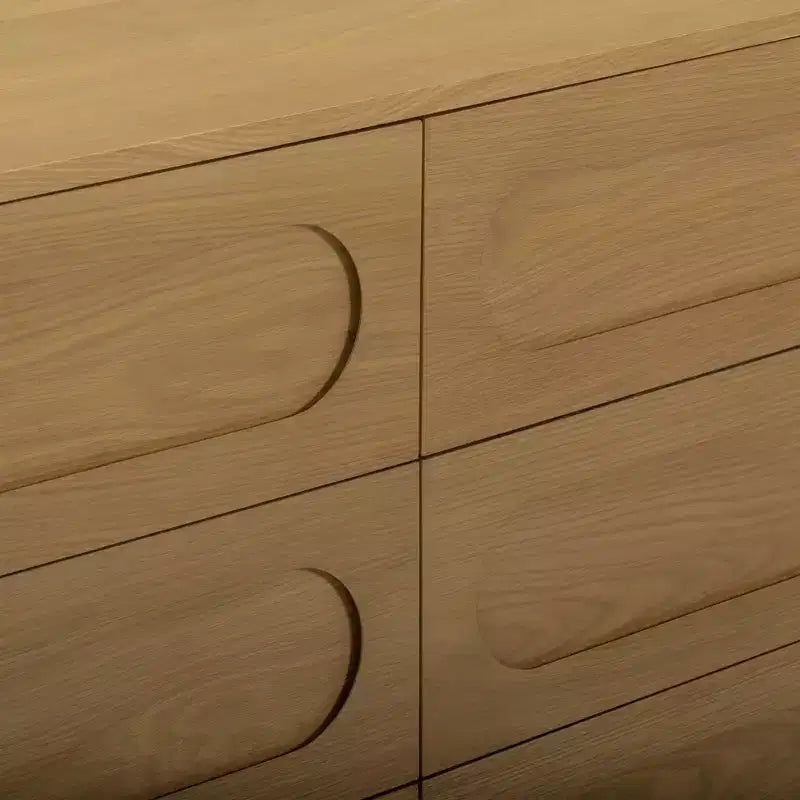 Commode moderne en bois à 6 tiroirs, meuble de rangement avec tiroirs à ouverture-pression