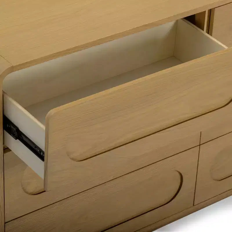 Commode moderne en bois à 6 tiroirs, meuble de rangement avec tiroirs à ouverture-pression