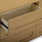 Commode moderne en bois à 6 tiroirs, meuble de rangement avec tiroirs à ouverture-pression
