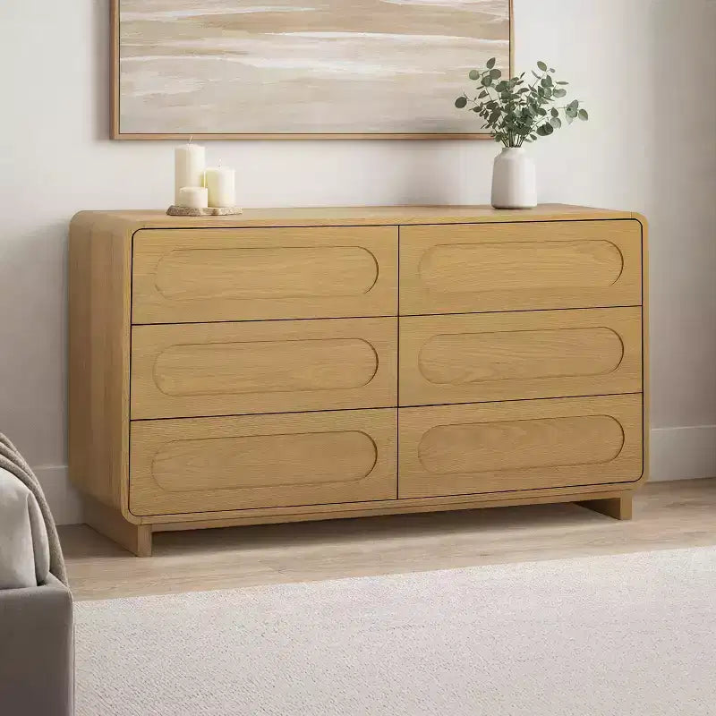 Teamson Home Tenley Modern 6-Drawer Wood Dresser, Storage Cabinet with Push-Open Drawers
