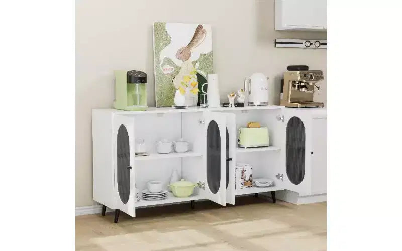 Buffet moderne avec portes en acrylique, meuble de rangement pour garde-manger avec étagères amovibles, armoire de rangement autoportante, table console