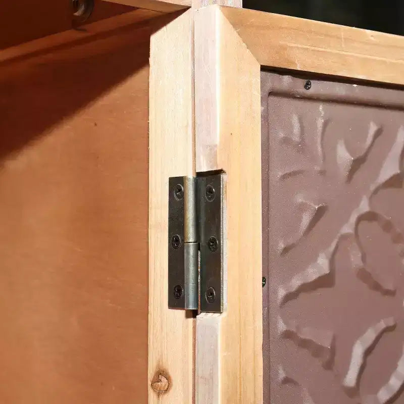 Buffet haut de ferme vintage 55, Grand garde-manger de rangement en bois composite avec motif floral carrelé et tiroir