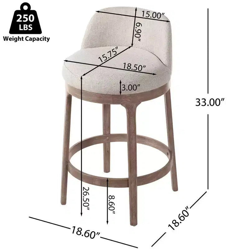 Tabourets de bar rembourrés en hévéa (lot de 2)