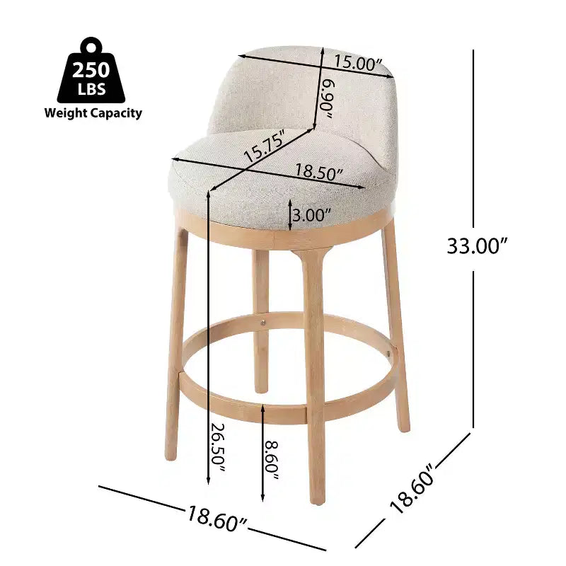 Tabourets de bar rembourrés en hévéa (lot de 2)