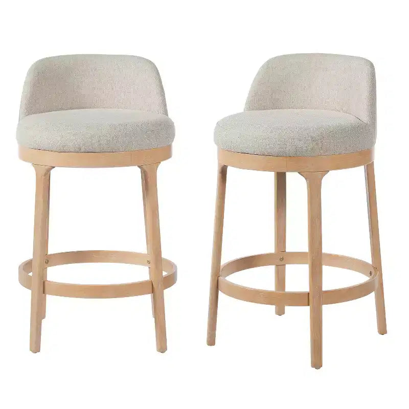 Tabourets de bar rembourrés en hévéa (lot de 2)