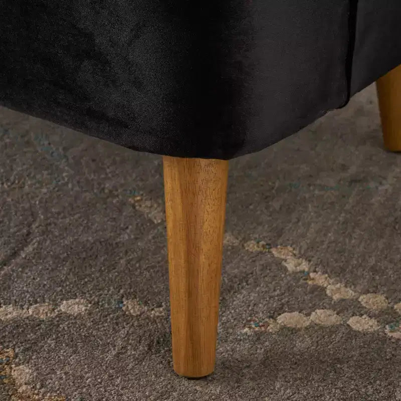 Fauteuil club en velours, avec dossier incurvé, surpiqûres verticales, pieds évasés en bois d'hévéa, fauteuil d'appoint pour salon, chambre à coucher