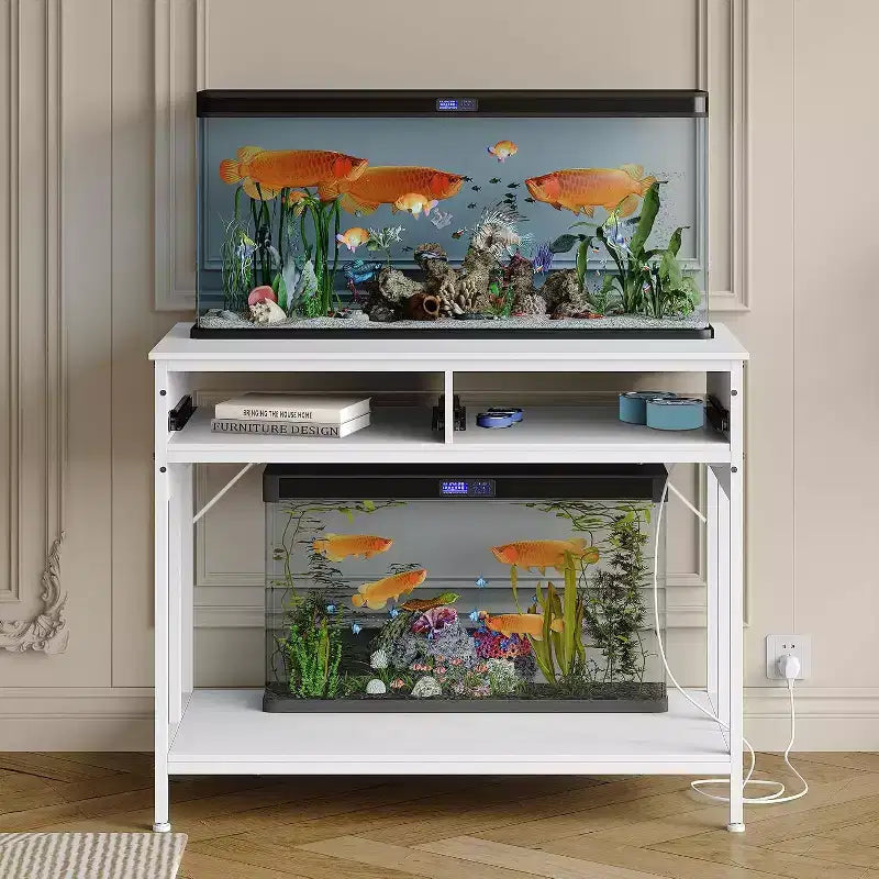 Meuble pour aquarium de 40 à 50 gallons, support pour 2 aquariums ou terrariums avec tiroirs de rangement, pieds réglables en hauteur, capacité de 300 kg