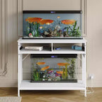 Meuble pour aquarium de 40 à 50 gallons, support pour 2 aquariums ou terrariums avec tiroirs de rangement, pieds réglables en hauteur, capacité de 300 kg