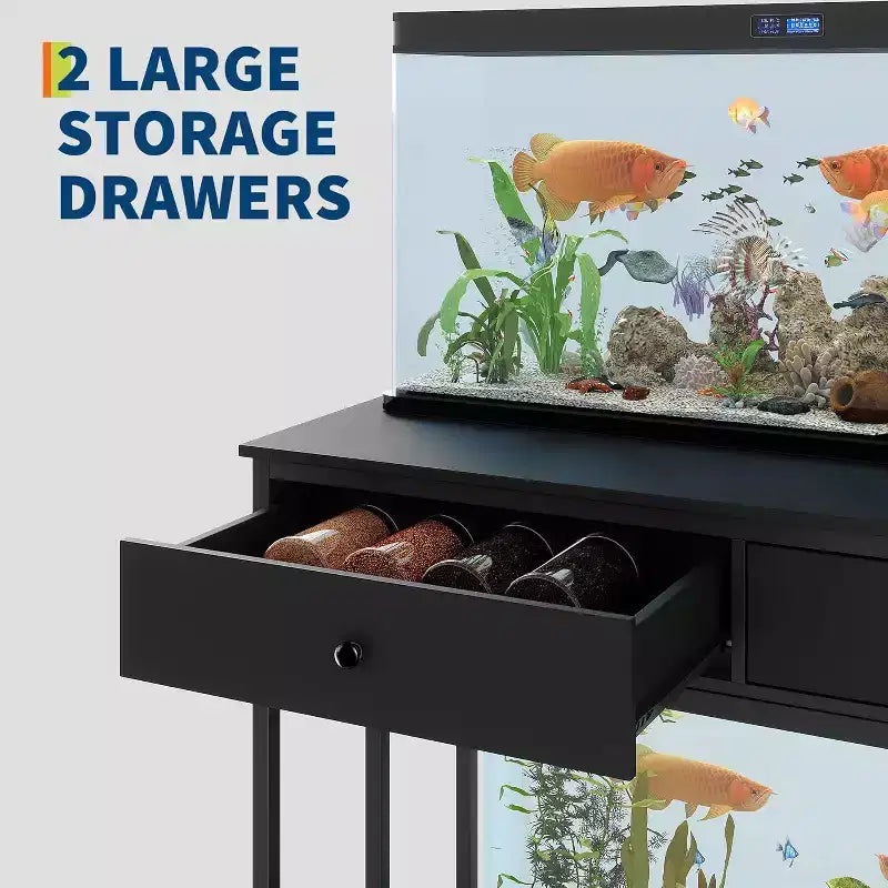 Meuble pour aquarium de 40 à 50 gallons, support pour 2 aquariums ou terrariums avec tiroirs de rangement, pieds réglables en hauteur, capacité de 300 kg