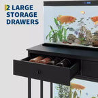 Meuble pour aquarium de 40 à 50 gallons, support pour 2 aquariums ou terrariums avec tiroirs de rangement, pieds réglables en hauteur, capacité de 300 kg