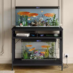 Meuble pour aquarium de 40 à 50 gallons, support pour 2 aquariums ou terrariums avec tiroirs de rangement, pieds réglables en hauteur, capacité de 300 kg