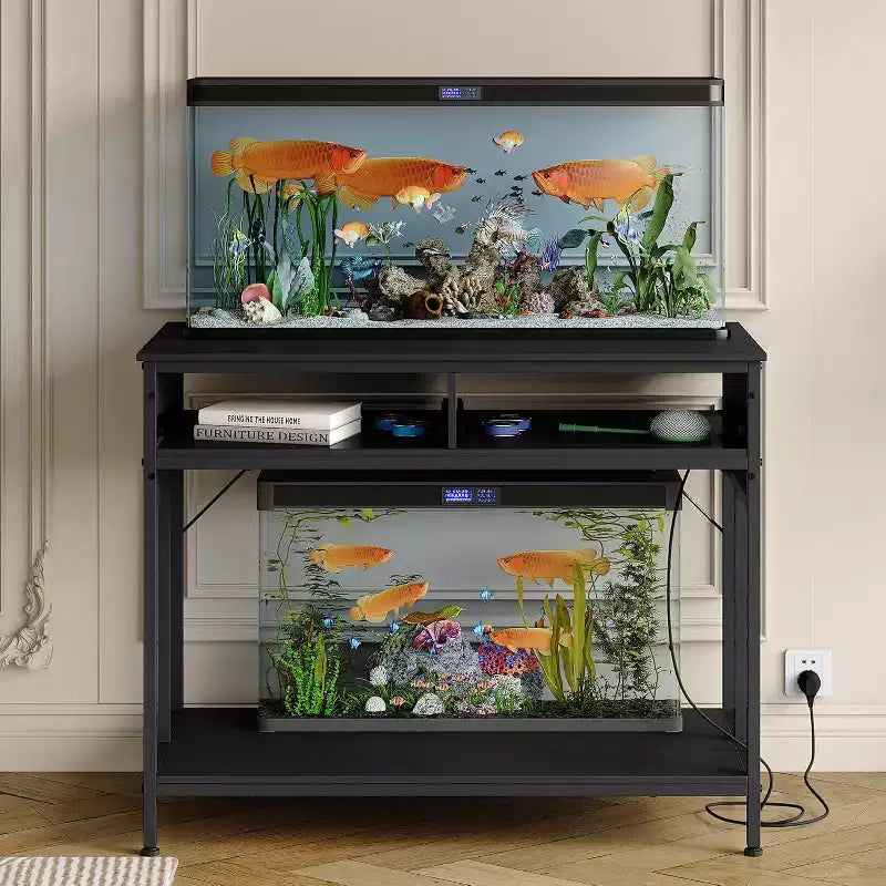 Meuble pour aquarium de 40 à 50 gallons, support pour 2 aquariums ou terrariums avec tiroirs de rangement, pieds réglables en hauteur, capacité de 300 kg