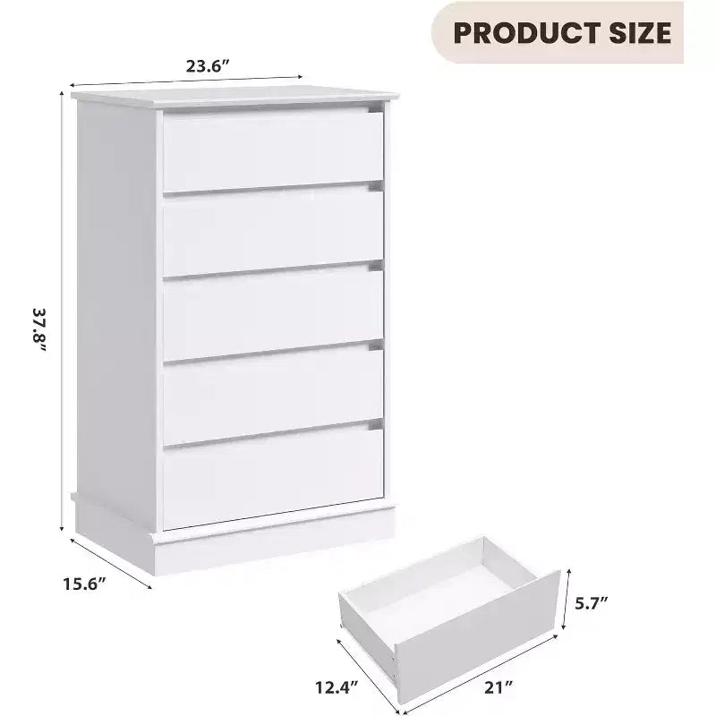 Commodes à 5 tiroirs pour chambre à coucher, commode de rangement avec tiroirs profonds, grande commode double pour placard avec plateau large, grande commode en bois pour chambre.