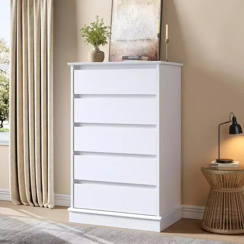 Commodes à 5 tiroirs pour chambre à coucher, commode de rangement avec tiroirs profonds, grande commode double pour placard avec plateau large, grande commode en bois pour chambre.