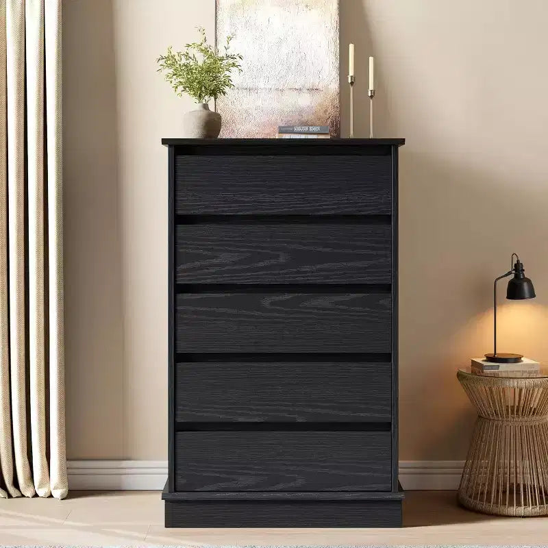 Commodes à 5 tiroirs pour chambre à coucher, commode de rangement avec tiroirs profonds, grande commode double pour placard avec plateau large, grande commode en bois pour chambre.