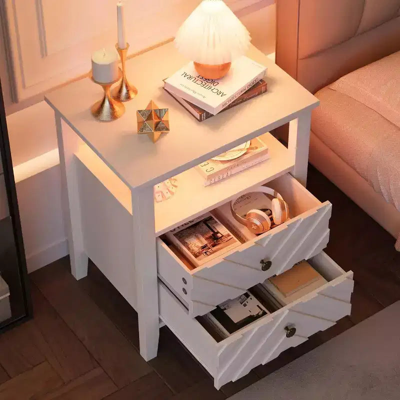 Table de chevet avec 2 tiroirs de rangement, table de chevet rustique avec étagère ouverte et pieds en bois robustes, table d'appoint rustique pour chambre à coucher