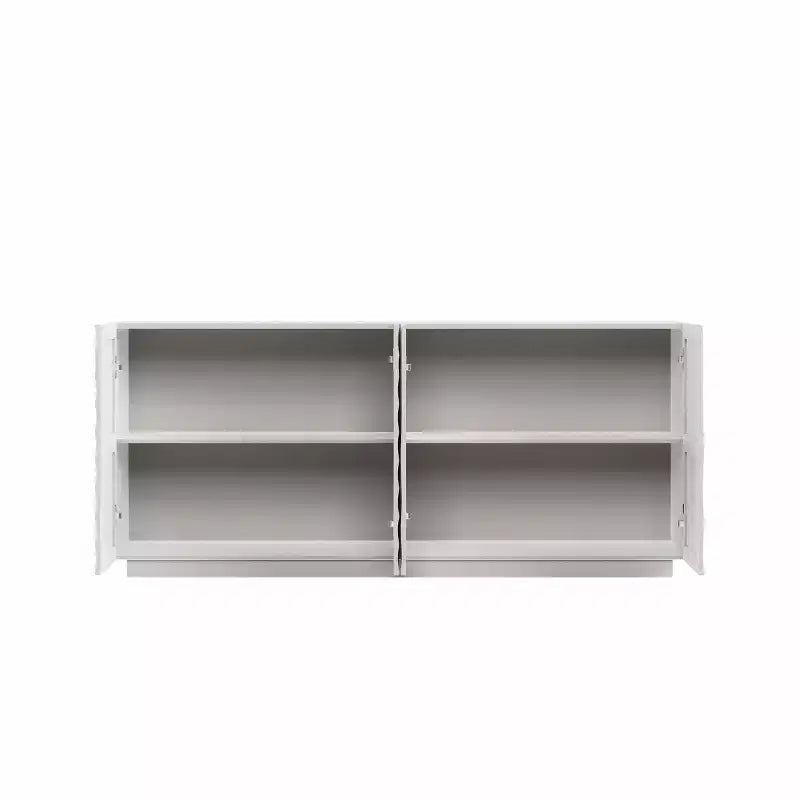 Buffet bas moderne en spirale, meuble d'entrée artistique discret avec portes texturées 3D ondulées