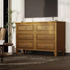 Commode de chambre, commode large à 6 tiroirs, organisateur de rangement, commode en bois moderne avec poignées métalliques pour couloir, entrée, bureau à domicile