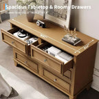 Commode de chambre, commode large à 6 tiroirs, organisateur de rangement, commode en bois moderne avec poignées métalliques pour couloir, entrée, bureau à domicile
