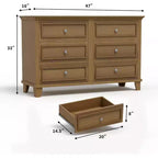 Commode de chambre, commode large à 6 tiroirs, organisateur de rangement, commode en bois moderne avec poignées métalliques pour couloir, entrée, bureau à domicile