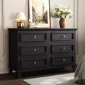 Dresser for Bedroom, 6 Drawer Wide Dresser Storage Organizer, Modern Wooden Chest of Drawers with Metal Handles for Hallway, Entryway, Home Office