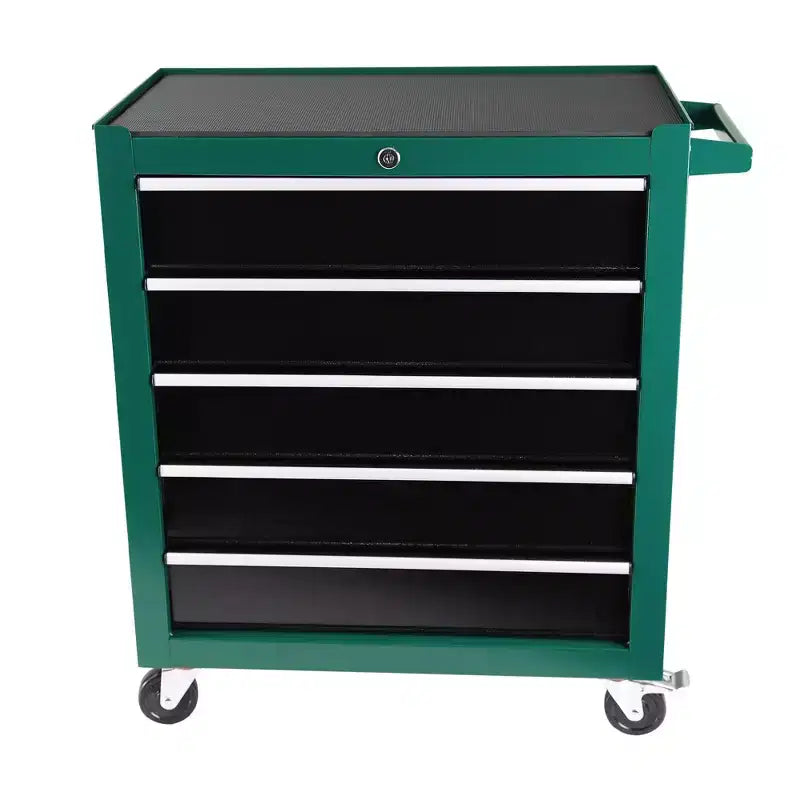 Servante d'atelier à 5 tiroirs avec roues, armoire de rangement portable en acier pour garage, atelier, entrepôt