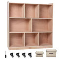 8-Section Entryway Storage Cabinet w/ 4 Hidden Wheels. 2 Bins. Mobile Organizer