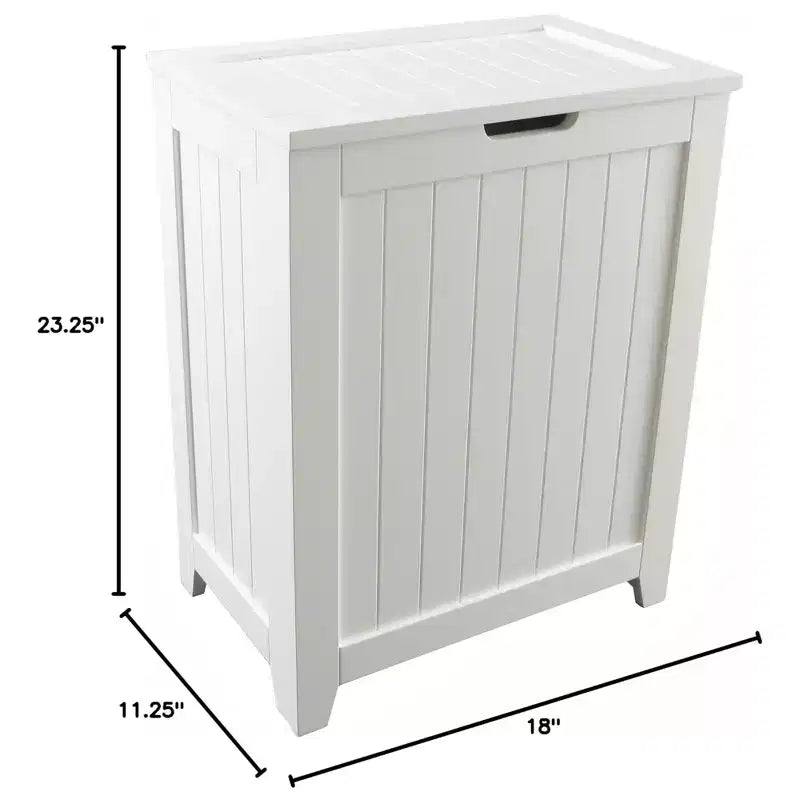 Panier à linge en bois contemporain pour chambre à coucher et buanderie, blanc