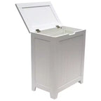 Panier à linge en bois contemporain pour chambre à coucher et buanderie, blanc