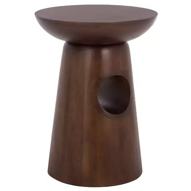 Table d'appoint ronde marron foncé – Table d'appoint de style Mid-Century Modern pour salon
