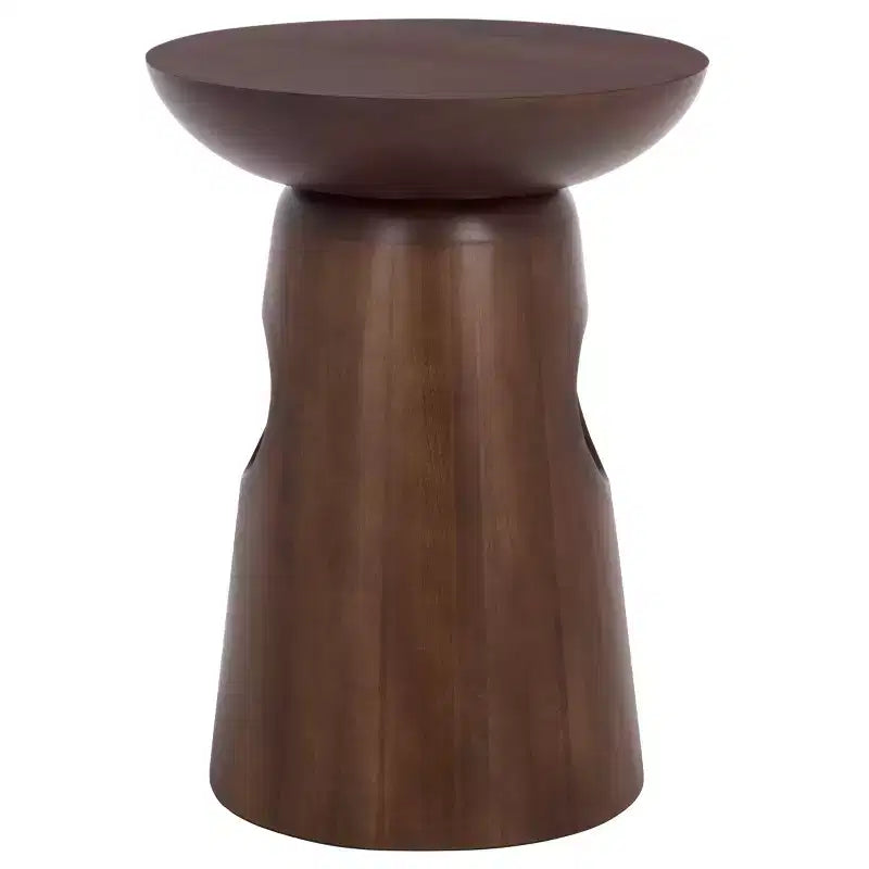 Table d'appoint ronde marron foncé – Table d'appoint de style Mid-Century Modern pour salon