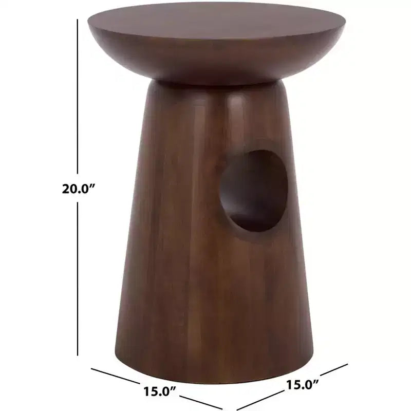 Table d'appoint ronde marron foncé – Table d'appoint de style Mid-Century Modern pour salon