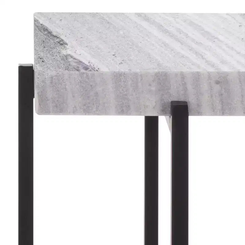 Table d'appoint en marbre gris et noir – Table d'appoint de luxe moderne pour le salon et la chambre à coucher