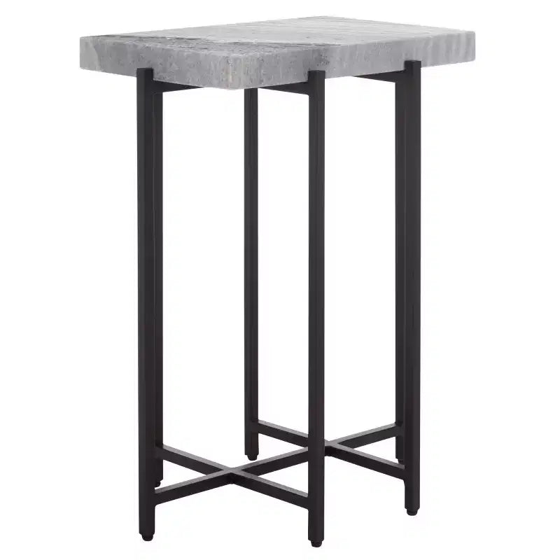 Table d'appoint en marbre gris et noir – Table d'appoint de luxe moderne pour le salon et la chambre à coucher