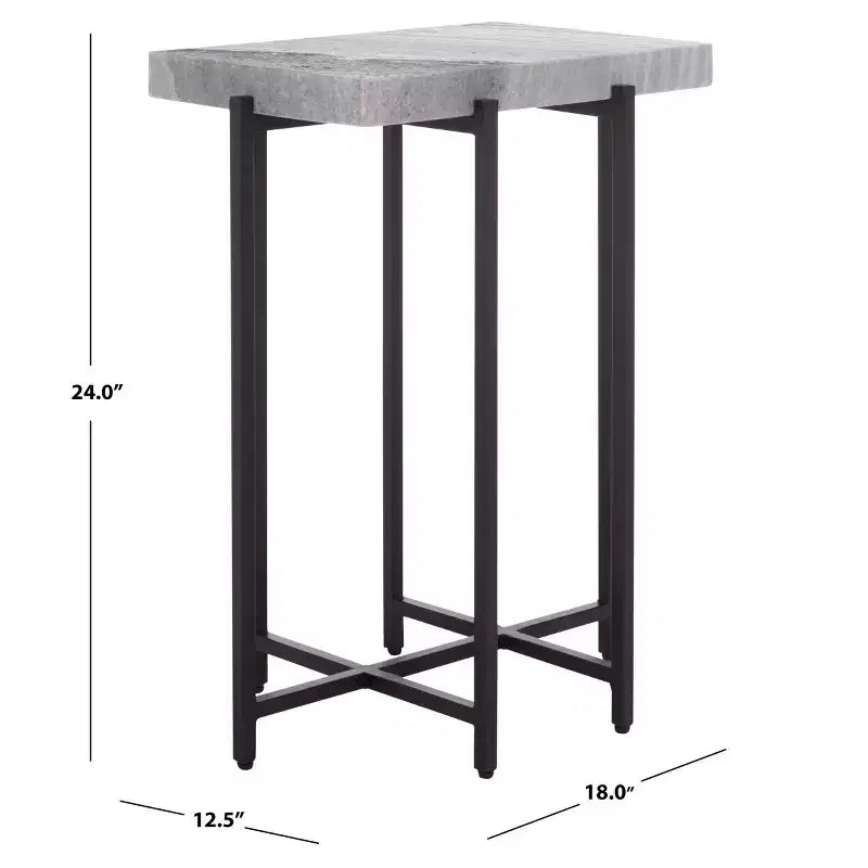Table d'appoint en marbre gris et noir – Table d'appoint de luxe moderne pour le salon et la chambre à coucher