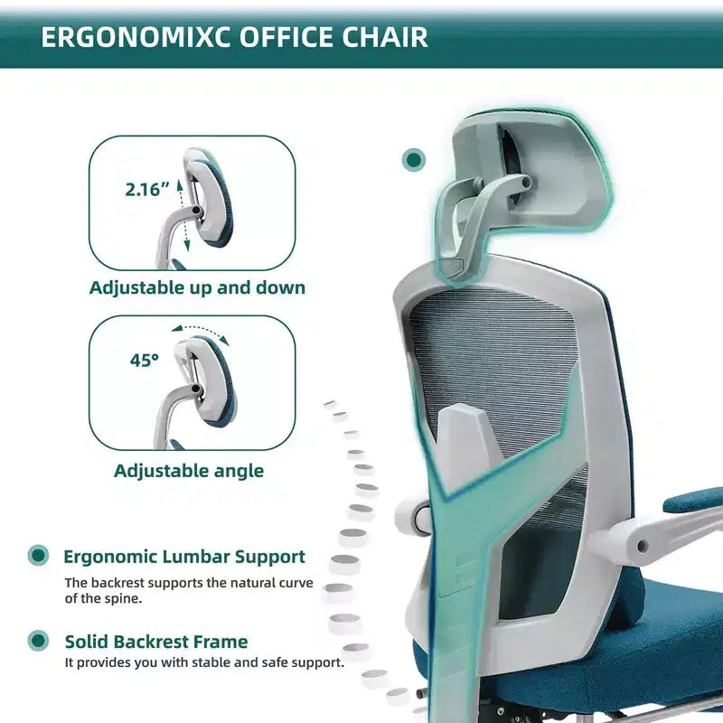 Chaise de bureau ergonomique avec repose-pieds rétractable, Chaise de jeu avec coussin de soutien lombaire et accoudoirs rembourrés, Chaise pivotante pour bureau